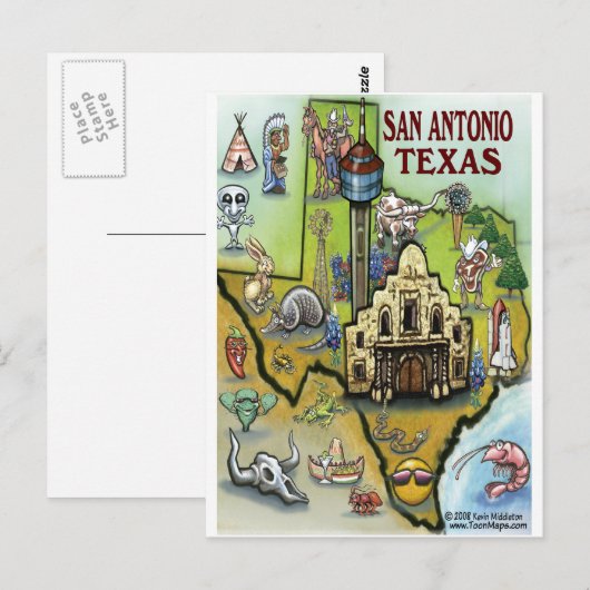 San Antonio TX Briefkaart (Voorkant / Achterkant)