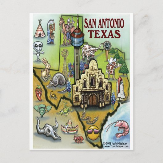 San Antonio TX Briefkaart (Voorkant)