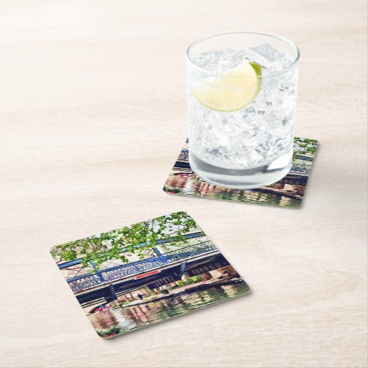 San Antonio TX - Brug op Paseo Del Rio Kartonnen Onderzetters (Insitu)