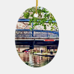 San Antonio TX - Brug op Paseo Del Rio Keramisch Ornament