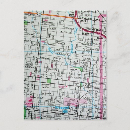 SAN ANTONIO, TX  Map Briefkaart (Voorkant)