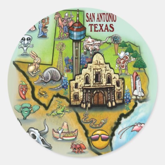 San Antonio TX Ronde Sticker (Voorkant)