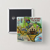 San Antonio TX Vierkante Button 5,1 Cm (Voorkant /achterkant)