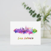 San Antonio V2 skyline in watercolor Briefkaart (Staand voorkant)