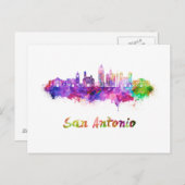 San Antonio V2 skyline in watercolor Briefkaart (Voorkant / Achterkant)