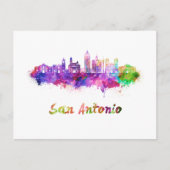 San Antonio V2 skyline in watercolor Briefkaart (Voorkant)