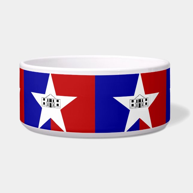 San Antonio vlag Pet Bowl Voerbakje (Voorkant)