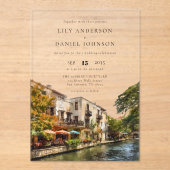 San Antonio Watercolor Destination Wedding Acryl Uitnodigingen (Voorkant)