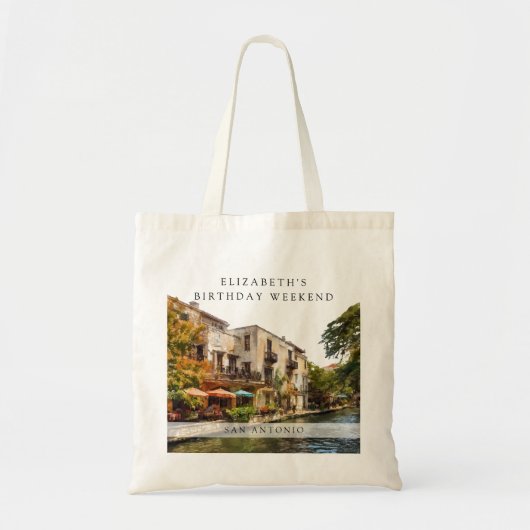 San Antonio Watercolor Verjaardagsweekend Tote Bag (Voorkant)