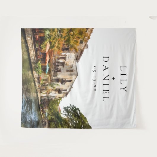 San Antonio Wedding Photo Backdrop Wandkleed (Voorkant (horizontaal))