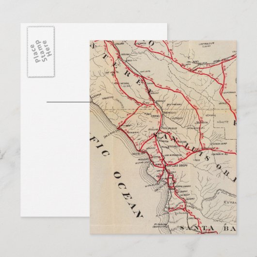 San Benito, Fresno, Monterey, San Luis Obispo Briefkaart (Voorkant / Achterkant)