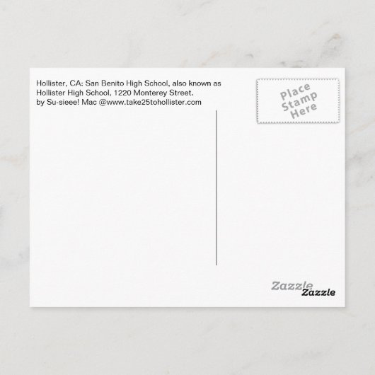 San Benito High School Briefkaart (Achterkant)