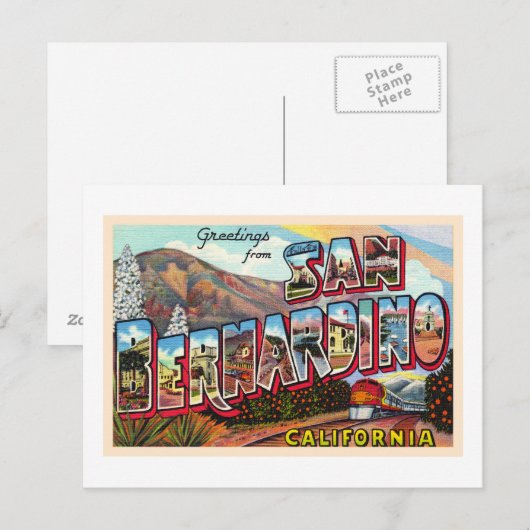 San Bernardino California CA Large Letter Postcard Briefkaart (Voorkant / Achterkant)