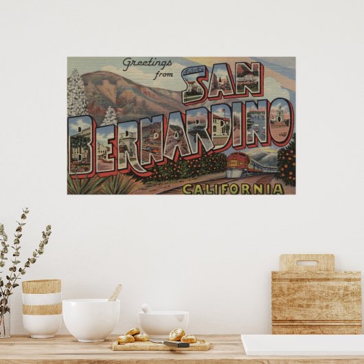 San Bernardino, Californië - grote lettertjes Poster (Keuken)