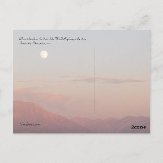San Bernardino Mountain Moonrise Briefkaart (Achterkant)
