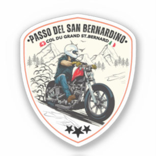 San Bernardino Pas in moto zwitserse Alpen Sticker