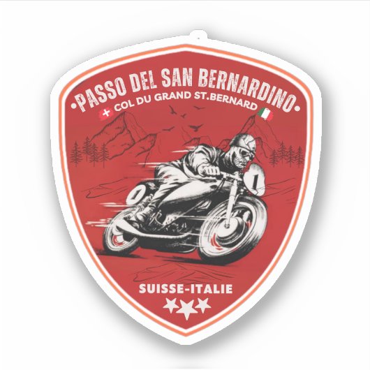 San Bernardino Pas in moto zwitserse apls Sticker (Voorkant)