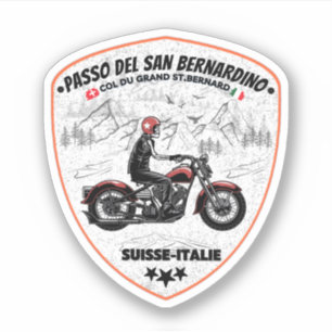 San Bernardino Pas in moto zwitserse apls Sticker