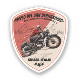 San Bernardino Pas in moto zwitserse apls Sticker