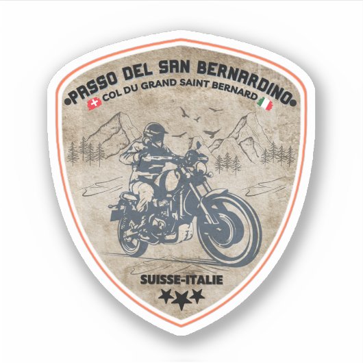 San Bernardino Pass in moto zwitserse apls Sticker (Voorkant)