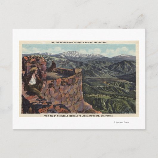 San Bernardino, Rim O' The World Hwy Briefkaart (Voorkant)