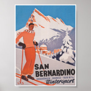 San Bernardino Zwitserland  skireizen Poster