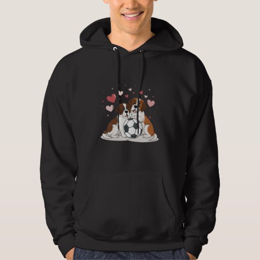 San Bernardo with soccer ball for Valentine's Day Hoodie (Voorkant)