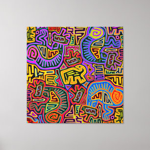 San Blas Eiland Mola Collage Canvas Afdruk