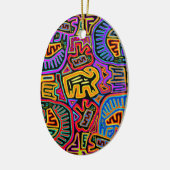 San Blas Eiland Mola Collage Keramisch Ornament (Links)