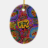 San Blas Eiland Mola Collage Keramisch Ornament (Voorkant)