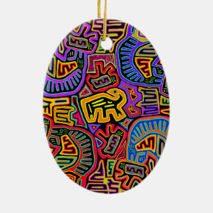 San Blas Eiland Mola Collage Keramisch Ornament