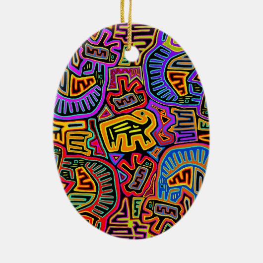 San Blas Eiland Mola Collage Keramisch Ornament (Achterkant)