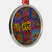 San Blas Eiland Mola Collage Metalen Ornament (Rechts)