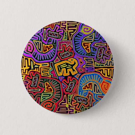 San Blas Eiland Mola Collage Ronde Button 5,7 Cm (Voorkant)
