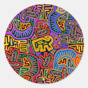 San Blas Eiland Mola Collage Ronde Sticker