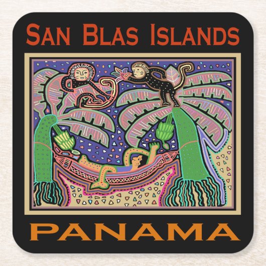 San Blas-eilanden Panama Mola Kartonnen Onderzetters (Voorkant)