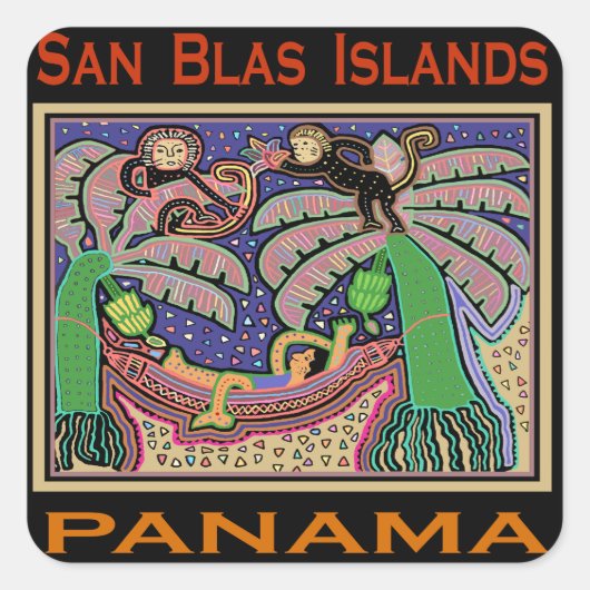 San Blas-eilanden Panama Mola Vierkante Sticker (Voorkant)