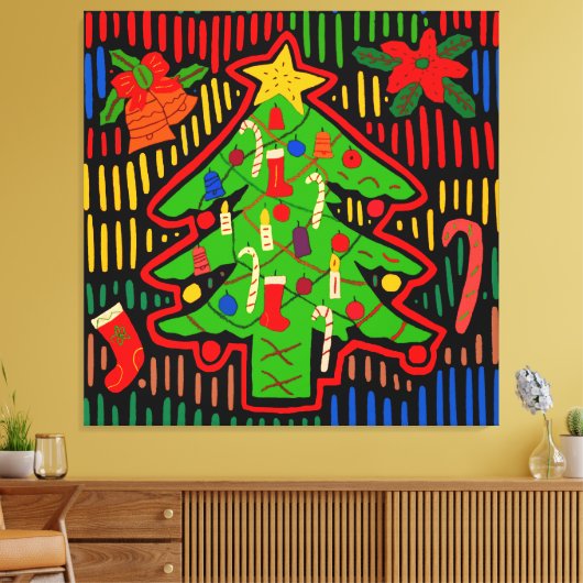 San Blas Island - kerstboom Mola Canvas Afdruk (Insitu (Woonkamer))