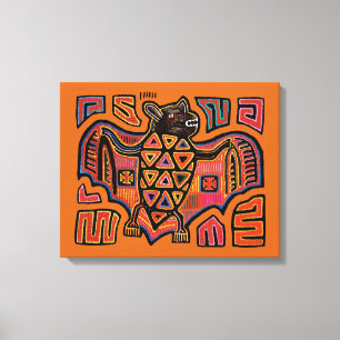 San Blas Island Kuna Indian Mola Fruit Bat Canvas Afdruk