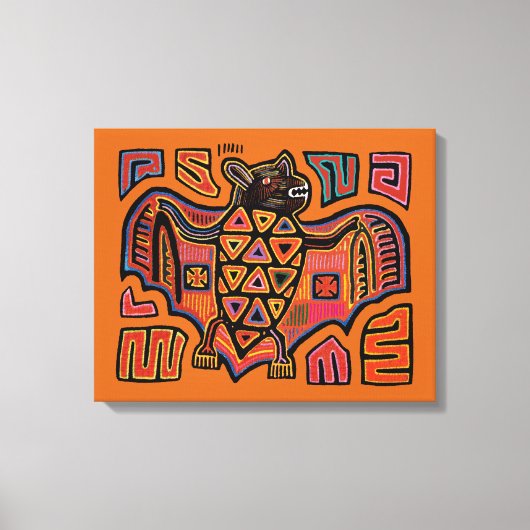 San Blas Island Kuna Indian Mola Fruit Bat Canvas Afdruk (Voorkant)