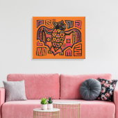 San Blas Island Kuna Indian Mola Fruit Bat Canvas Afdruk (Insitu (Woonkamer))