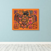 San Blas Island Kuna Indian Mola Fruit Bat Canvas Afdruk (Insitu (Houten vloer))