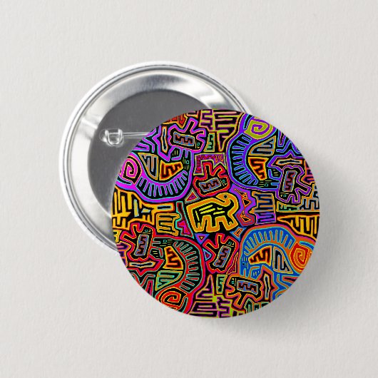 San Blas Island Mola Collage Ronde Button 5,7 Cm (Voorkant /achterkant)