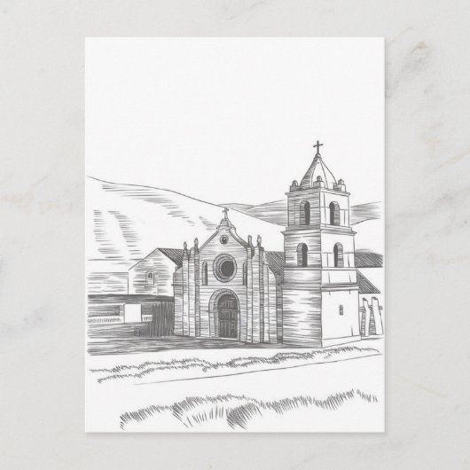San Carlos Borromeo de Carmel missie Pencil Draw Briefkaart (Voorkant)