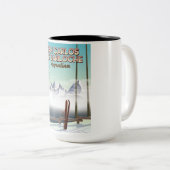 San Carlos de Bariloche Ski reisposter Tweekleurige Koffiemok (Voorkant rechts)