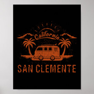 San Clemente, Ca Californië Retro Vintage Surfen Poster