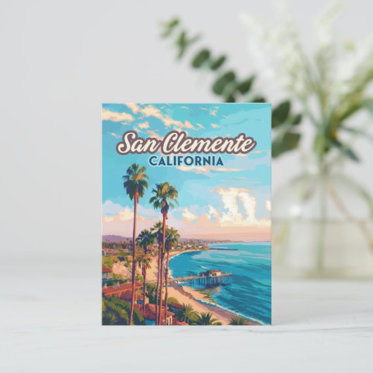 San Clemente California Beach Oranje County Retro Briefkaart (Staand voorkant)