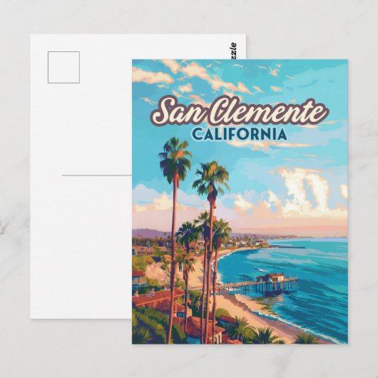 San Clemente California Beach Oranje County Retro Briefkaart (Voorkant / Achterkant)