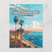 San Clemente California Beach Oranje County Retro Briefkaart (Voorkant)