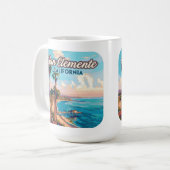 San Clemente California Beach Oranje County Retro Koffiemok (Voorkant links)